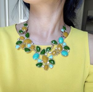 Gorgeous Turquoise and Green w Crystals Necklace